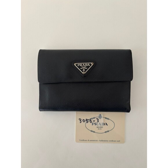 PRADA large saffiano leather wallet Black Triangle Authenticity Card - Picture 1 of 16
